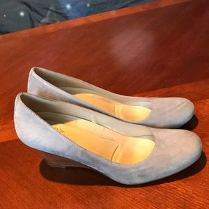 Naturalizer Gray Suede Leather 3" Wedge Heel Shoes Size 7.5M 8M